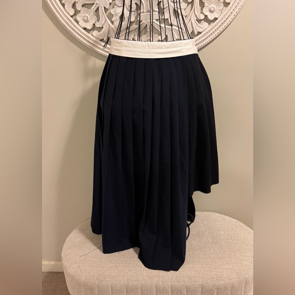 Zara Navy A-Line Skirt with White Band